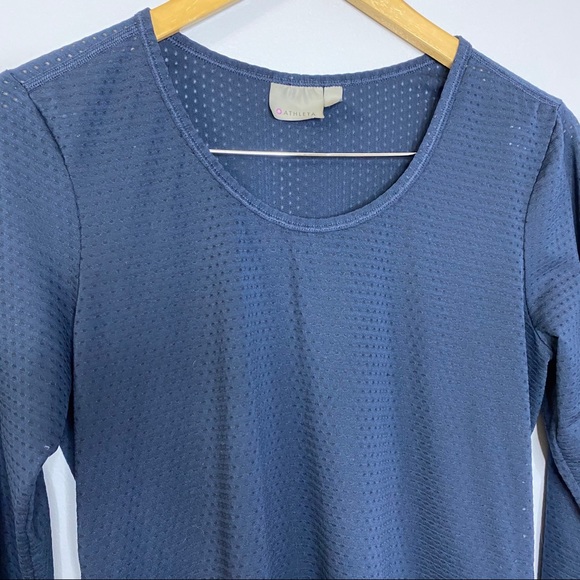 Athleta Chi Dot Mesh Navy Blue Top - Picture 4 of 10